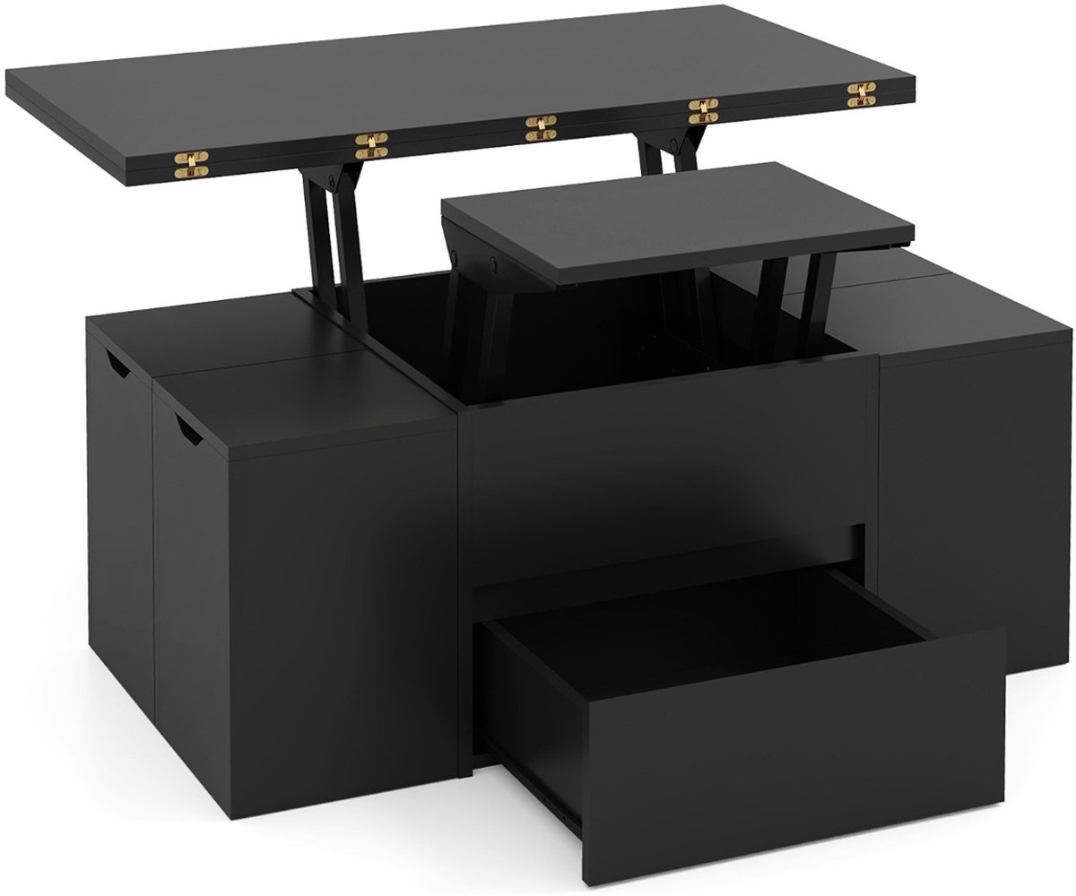 Suredeal Salontafel - Opklapbaar - Opbergkrukken Woonkamertafel Opklapbaar - Verborgen Vak - Lade - 101,6x50,8x44,5 cm - Donkerbruin