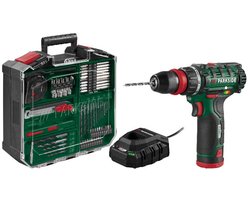 Parkside - 12V Accu-boormachineset met 2 accu's en lader - Koppel: max. 28 Nm - Inclusief bits, boren en bitverlenging - Traploos regelbaar toerental - Compact en licht