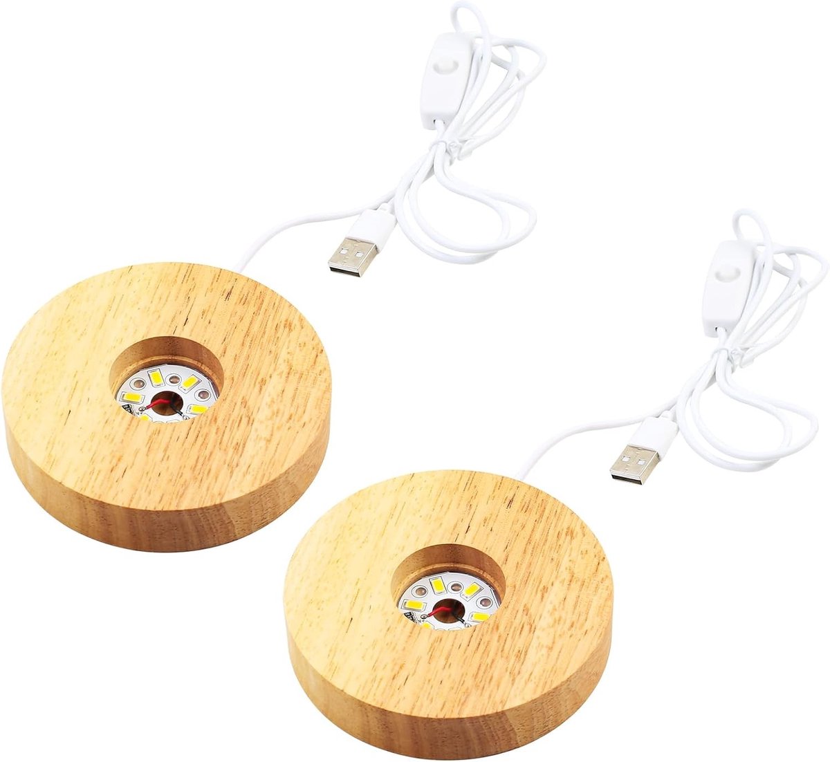 Ronde LED Verlichtingsstandaards 10cm - USB Display Basis voor DIY Projecten met Warm Licht voor Acryl, Glas en Kristallen Ballen