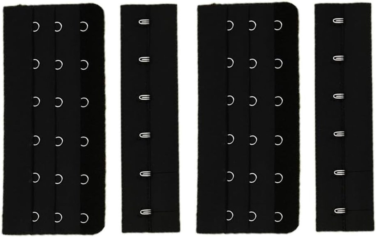 Brede Bh Extender Set van 10 Stuks met 3 Rijen en 6 Haakjes voor Comfortabele Ondersteuning, Zwart, Ideaal voor Bustiers en Corsetten
