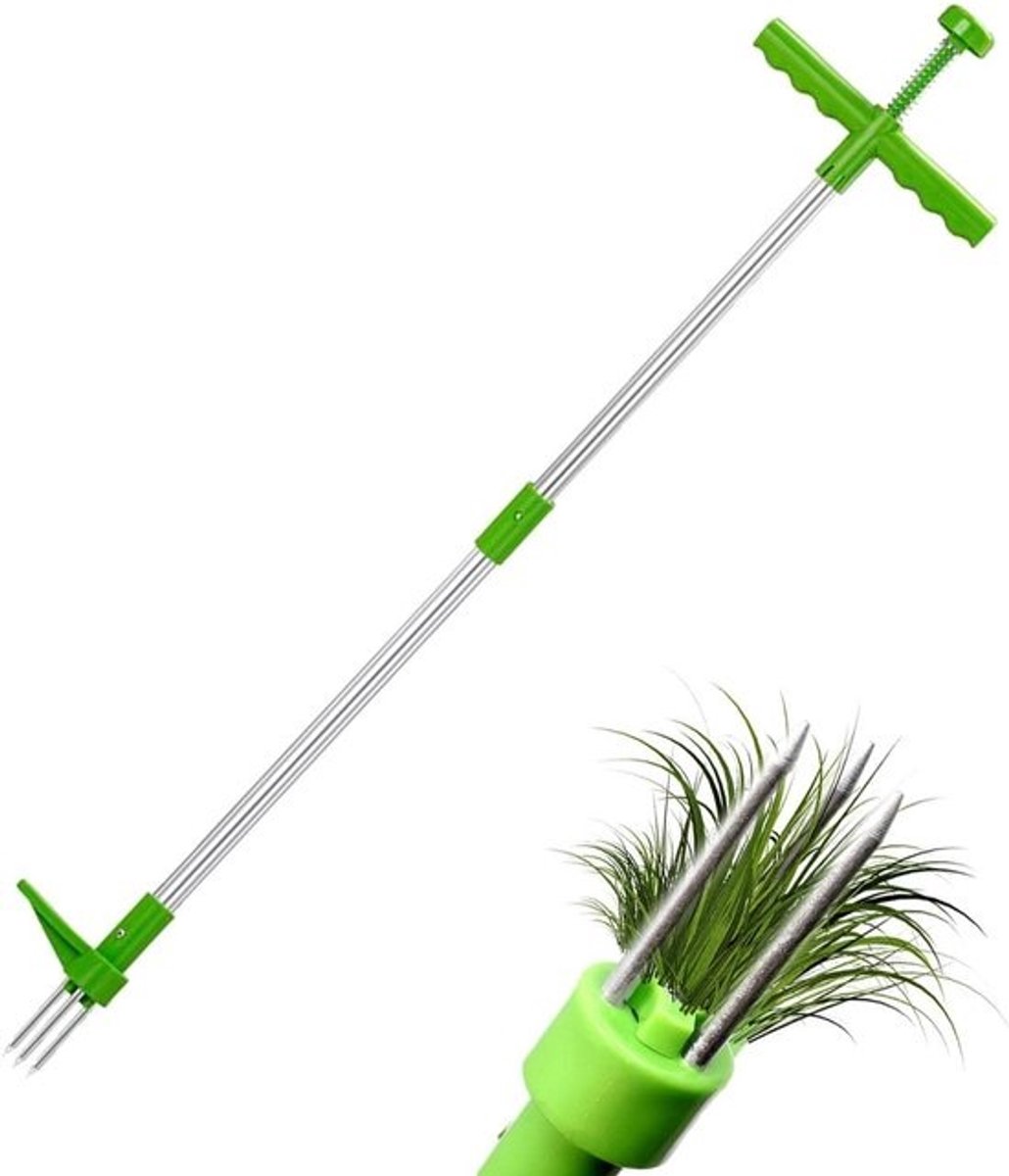 Staande Onkruidsteker - Tuin Gereedschap - Onkruid Verwijderen - Lange Steel - 1 Meter - Grijs