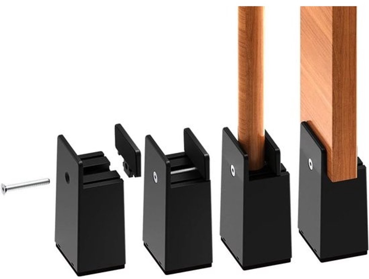 Meubelverhogers - Stoelverhogers - Meubels Verhogen - Verstelbare Schroefklem - 4 Stuks 10cm - Zwart