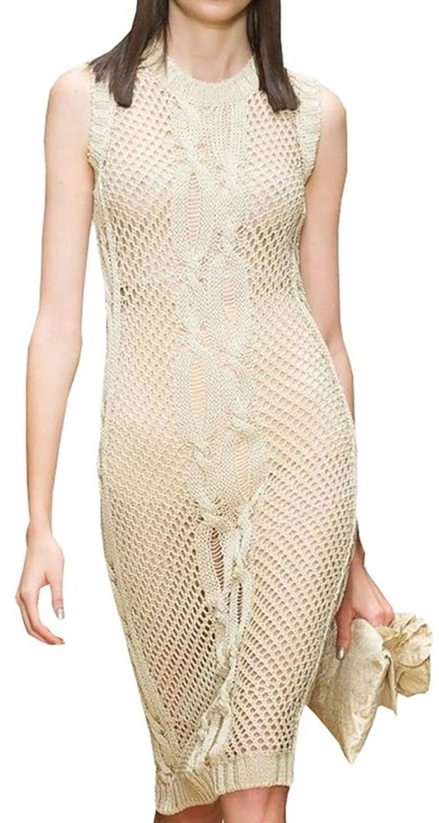 Elegante lange jurk voor dames, gehaakt, ideaal als kamerjas of cover-up