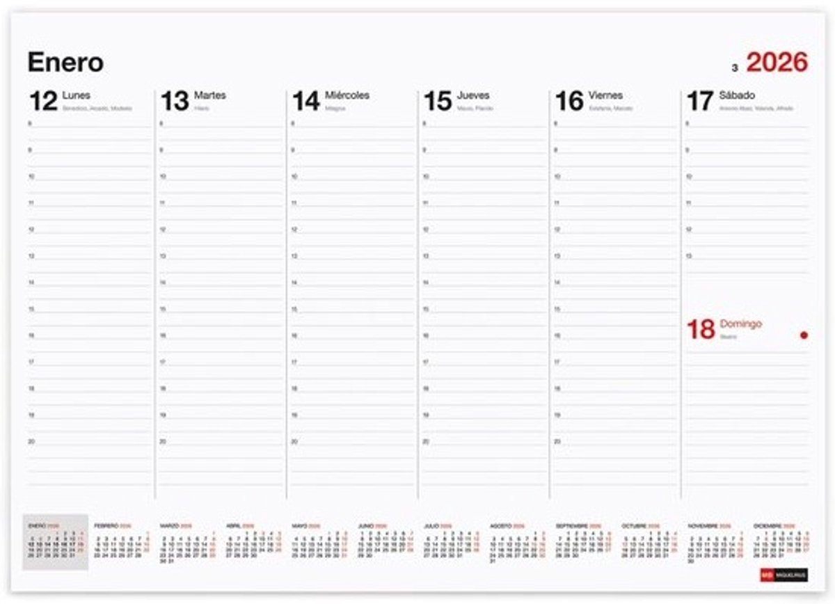 Weekplanner A3 2026 - Groot Formaat Agenda met Notitievak en Weekoverzicht, Gelijmd