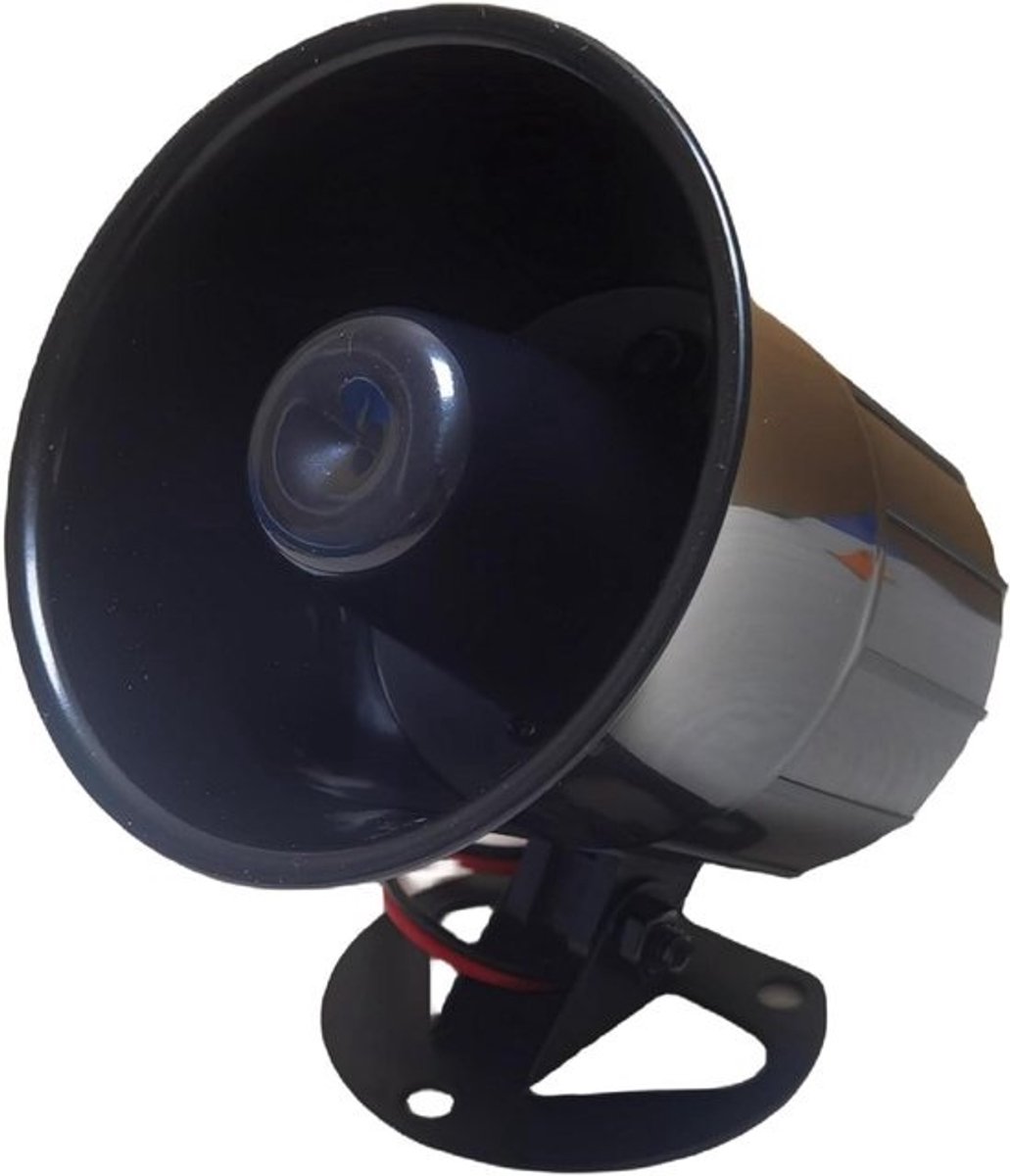 Bedrade Alarmsirene - Veiligheidssirene Sirene - Thuisbeveiliging - 15 Watt Vermogen - 12 Volt - Zwart