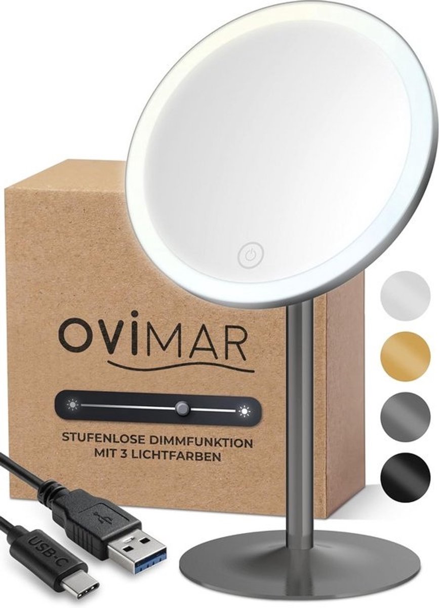 Vergroot Schminkspiegel met Verlichting, Oplaadbaar en 360° Draaibaar