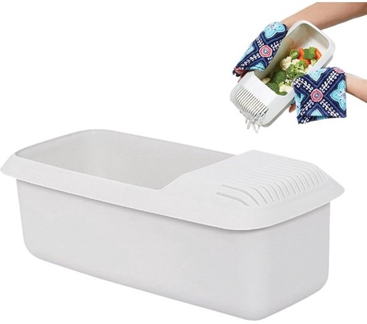 Magnetron Pastakoker - Noedelmaker Keukengerei - Snel Pasta Koken - Dubbele Functie Opbergdoos - 29 x 14 x 11 cm