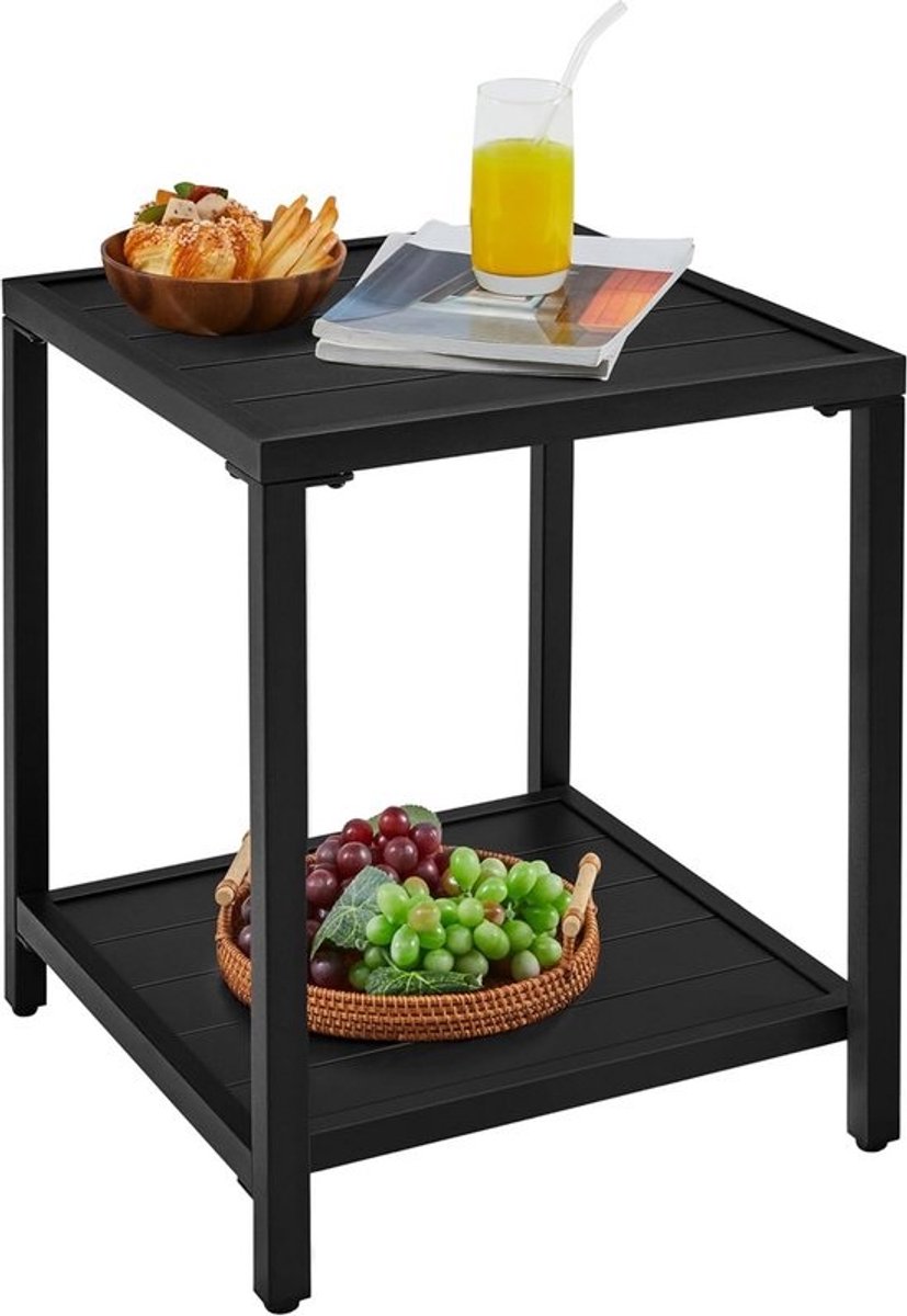 Vierkante Tuin bijzettafel met Dubbellaagse Metalen Salontafel voor Buiten