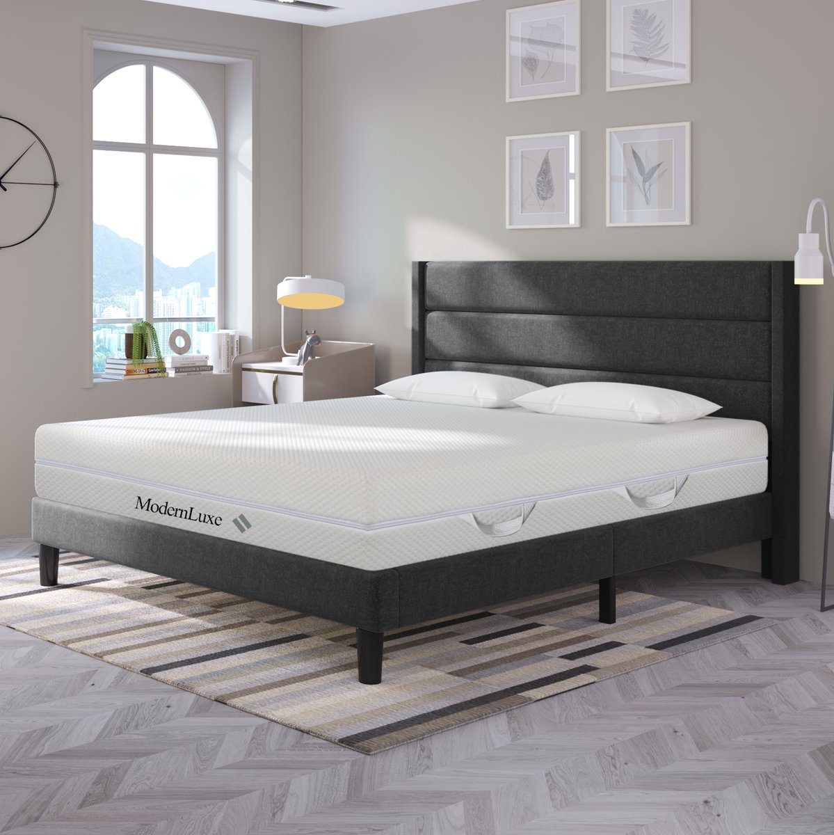 REDOM - Matras - Koudschuimmatras met 7 zones - H2/H3 wendbaar - Afneembare tijk met rondomrits - Voor volwassenen - Polyester - Wit - 160 x 200 x 20 cm