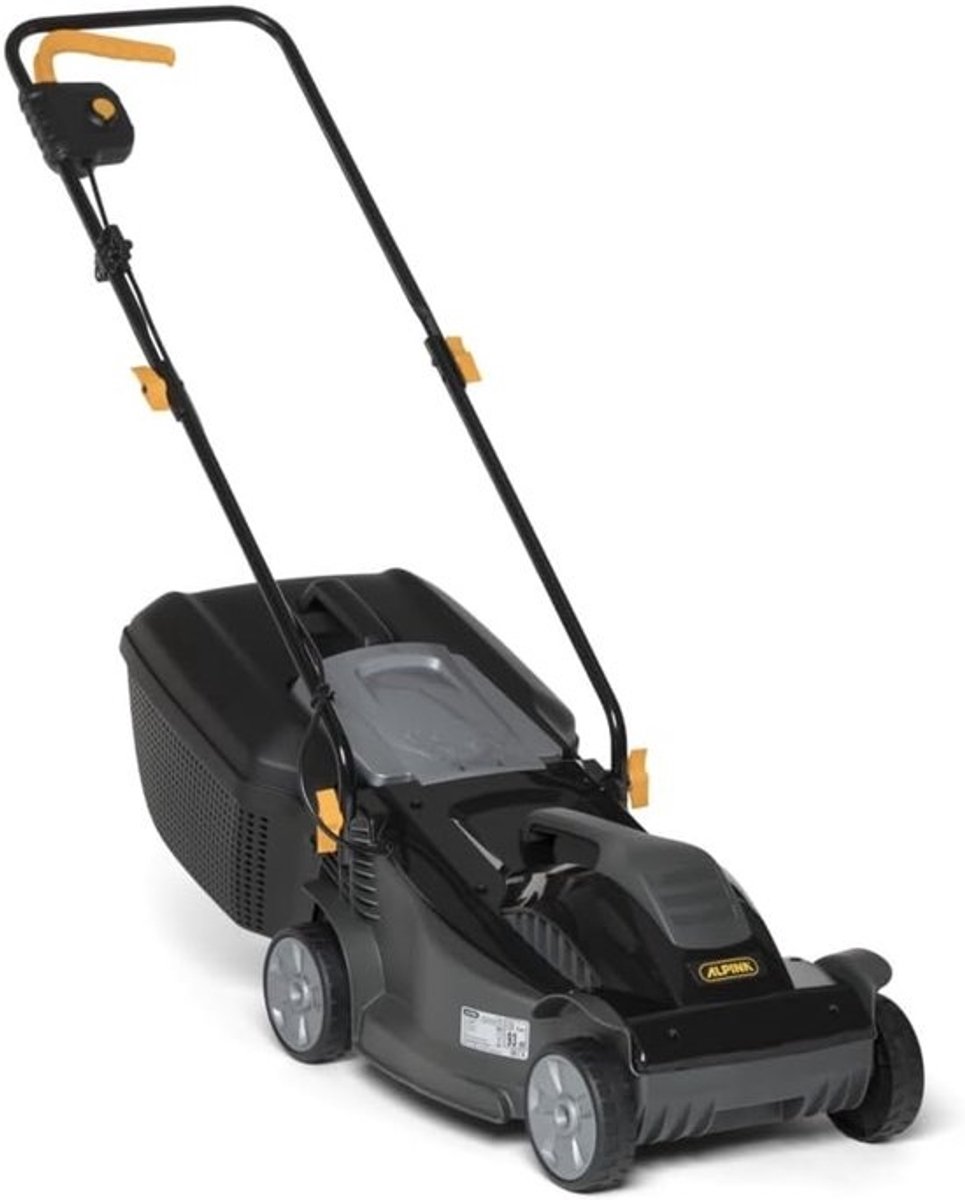 Elektrische grasmaaier - Snoer maaier - Gazon onderhoud - Krachtige motor - 40L opvangbak - Geel