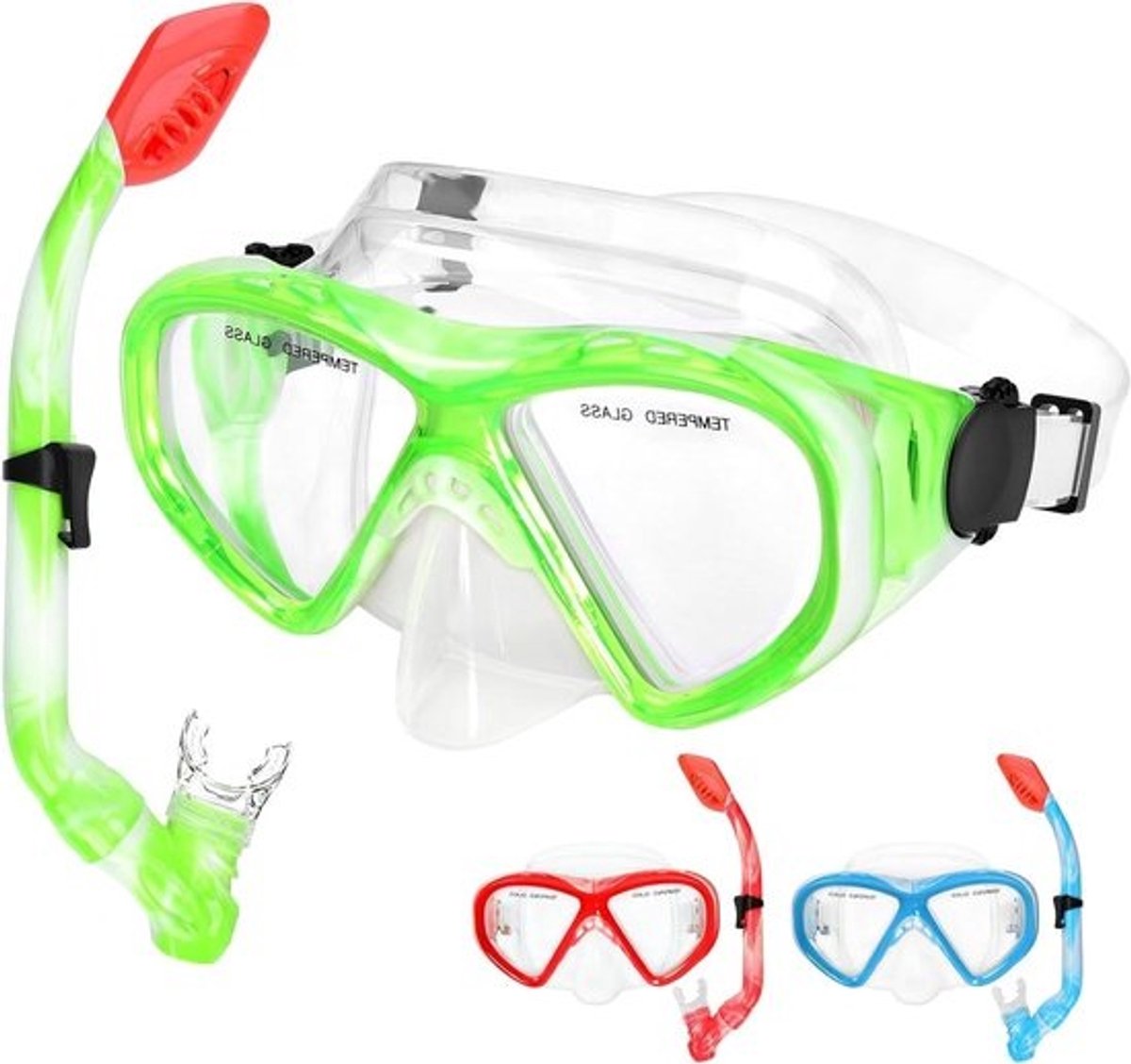 Snorkelset Kinderen - Duikbril Snorkel - Onderwater Ontdekken - 180° Helder Zicht - 4-13 Jaar - Groen