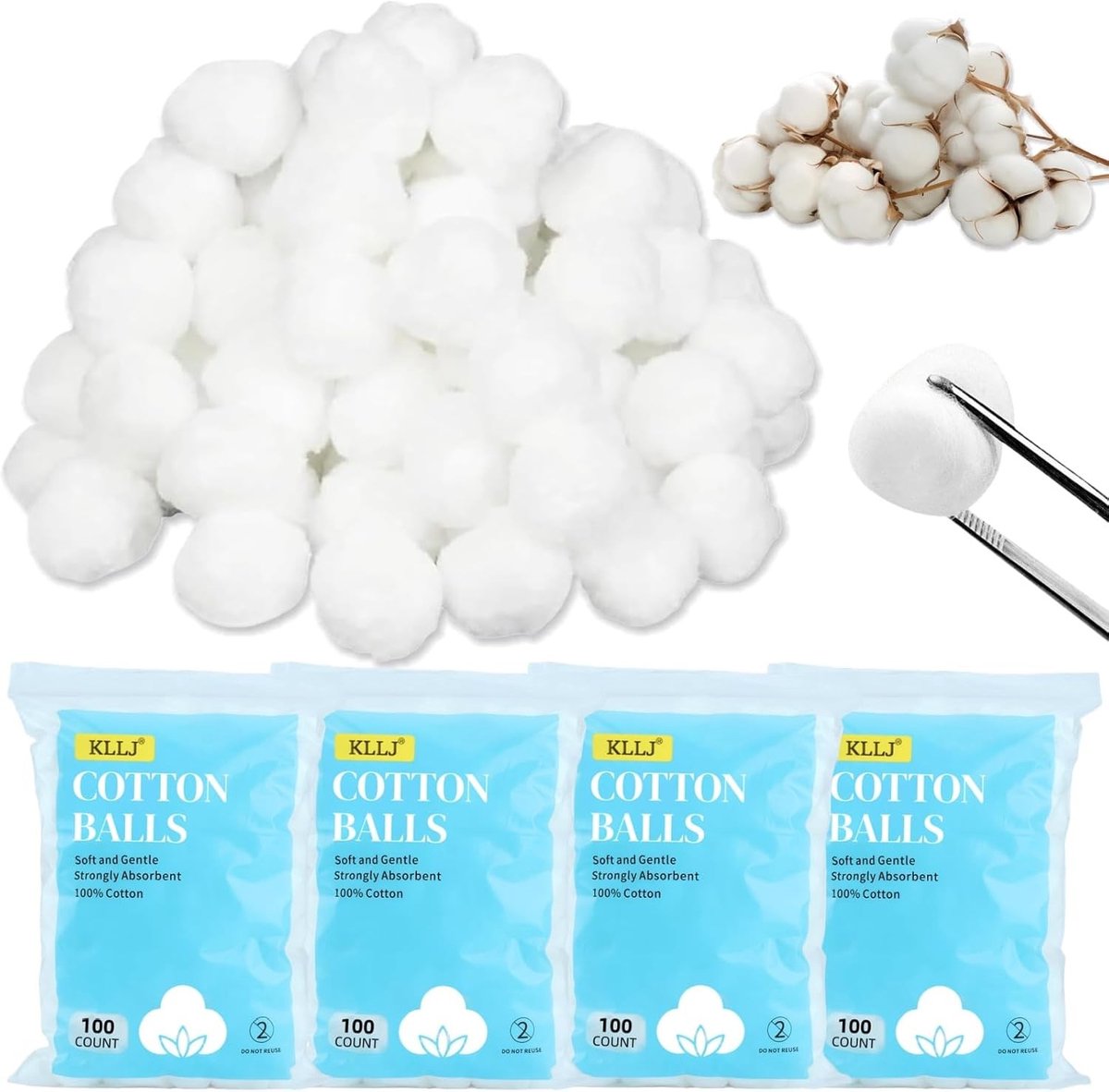 Zachte witte wattenbollen voor schoonheid, huidverzorging en lichaamsverzorging - ideaal voor hygiëne en make-up toepassingen.
