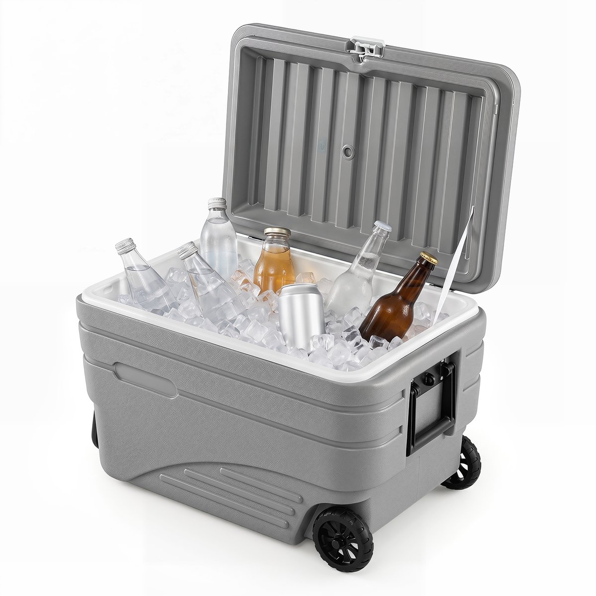 SureDeal® - Kamper - Draagbare Koelbox Wieltjes - Inklapbare Handgreep - Soepel rollende wieltjes - 70,5x44,5x44,5 cm - Grijs