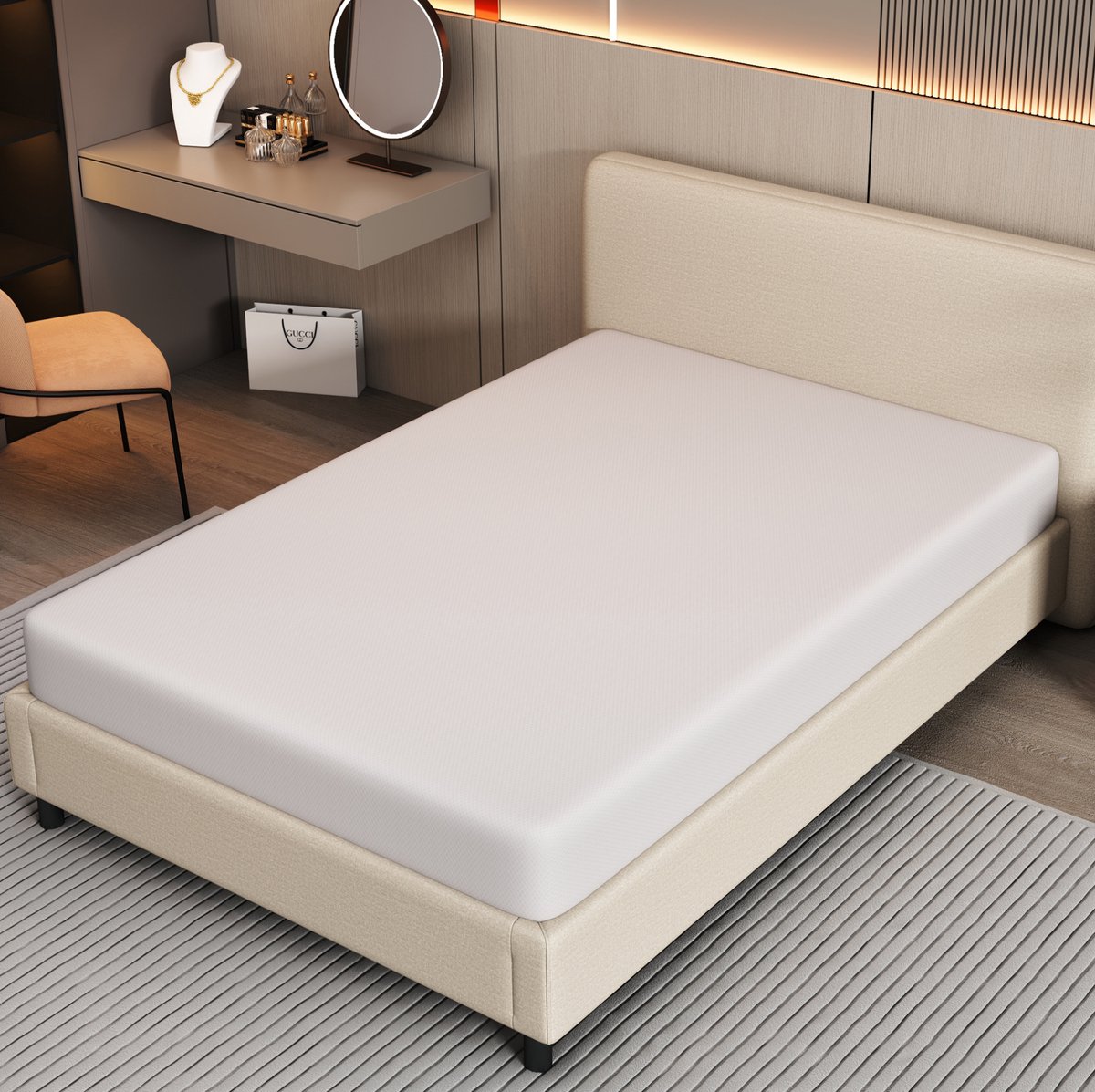 Wishdor Matras 90x200 cm - Stevig H3 - Schuim met afneembare tijk en antislip - Handgrepen en Öko-Tex - Wit - Voor slaapkamer - 16 cm