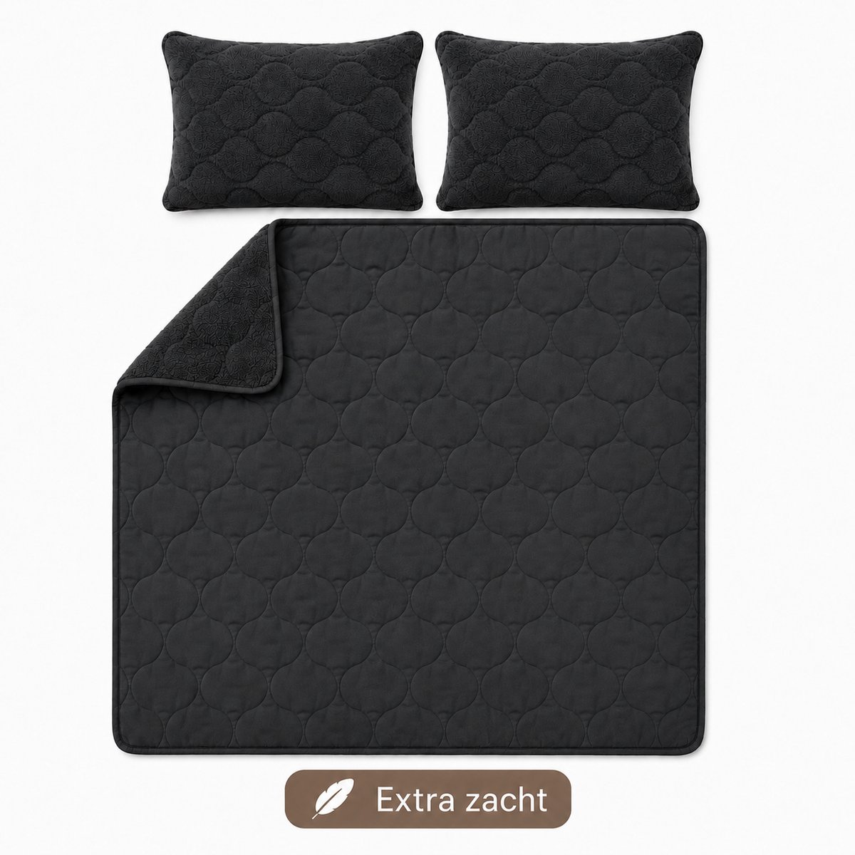 Dekbed Zonder Overtrek - Teddy Onderkant - Microvezel Bovenkant - Antraciet - 200x200 cm + 2 Kussenslopen 60x70 cm
