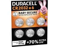 Duracell 2032 Lithium Button Cell Batteries - 3V, CR2032 - Pack of 6