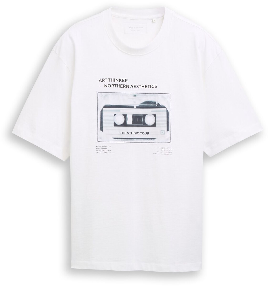 Tom Tailor Denim - T-shirt met print in relaxed fit - Maat XS - White