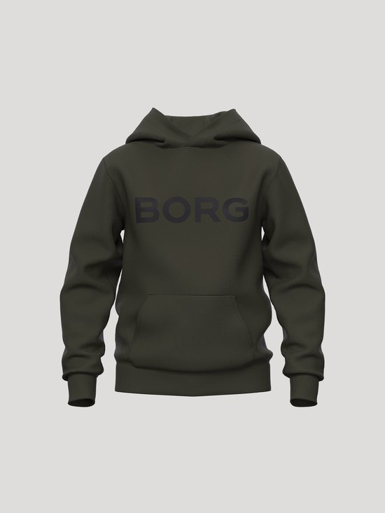 Sweat à capuche vert foncé avec imprimé BORG noir sur le devant.