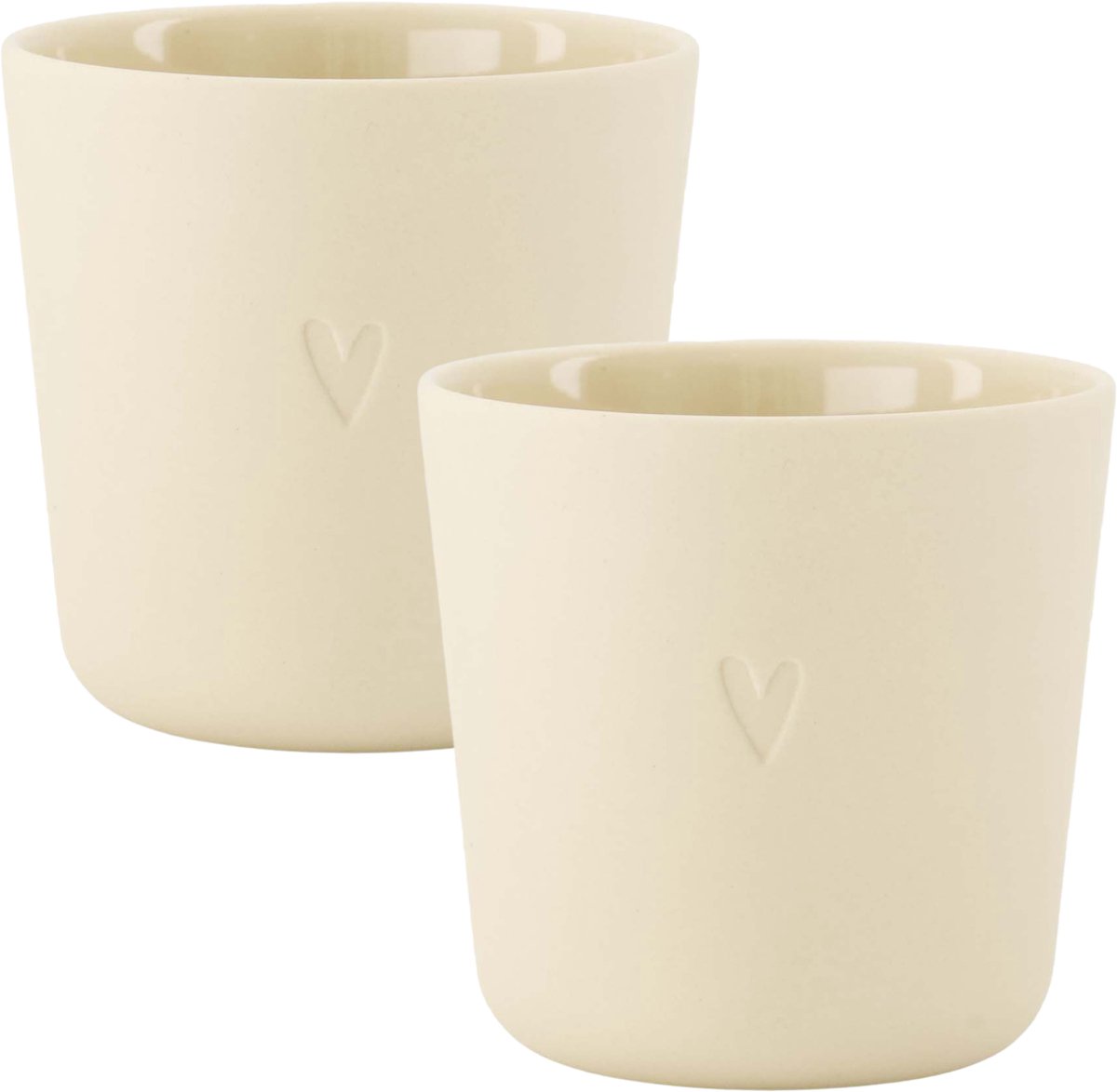 Zusss Set Van 2 Koffiemokken Hartje - Keramiek - Sand - 230Ml Keramiek Zand