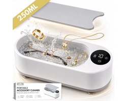 Boncy® Portable Ultrasoon Reiniger - Ultrasone Brillenreiniger - Ultrasonic Cleaner Brillenbad 250ml - Ultrasoonreinigers - Bril Schoonmaken Apparaat - Reinigingsapparaat voor Sieraden Brillen Gebit Horloge Juwelen - Met 2 Timer Standen