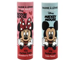 Mickey en Minnie Mouse Lippenbalsem Set - Lip Balm - Aardbei en Cola Smaak - 2 x 4,5 Gram - Vegan