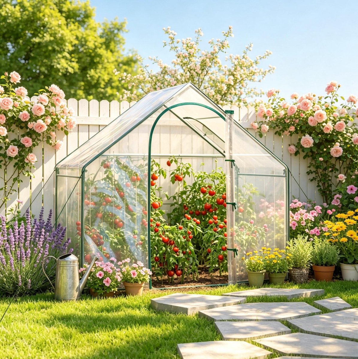 FloraGrace Kas – Foliekas Met Oprolbare Ritsdeur En Venster – 180 x 100 x 168 cm – PVC En Staal – Groen Transparant – Voor Tomaten En Zaailingen