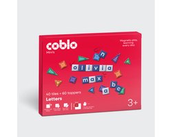 Coblo – Mini Magnetic Tiles met Mini Letter Toppers – 40 Mini Magnetische tegels & 60 Mini Letter toppers – Magnetisch speelgoed – Vanaf 3 jaar
