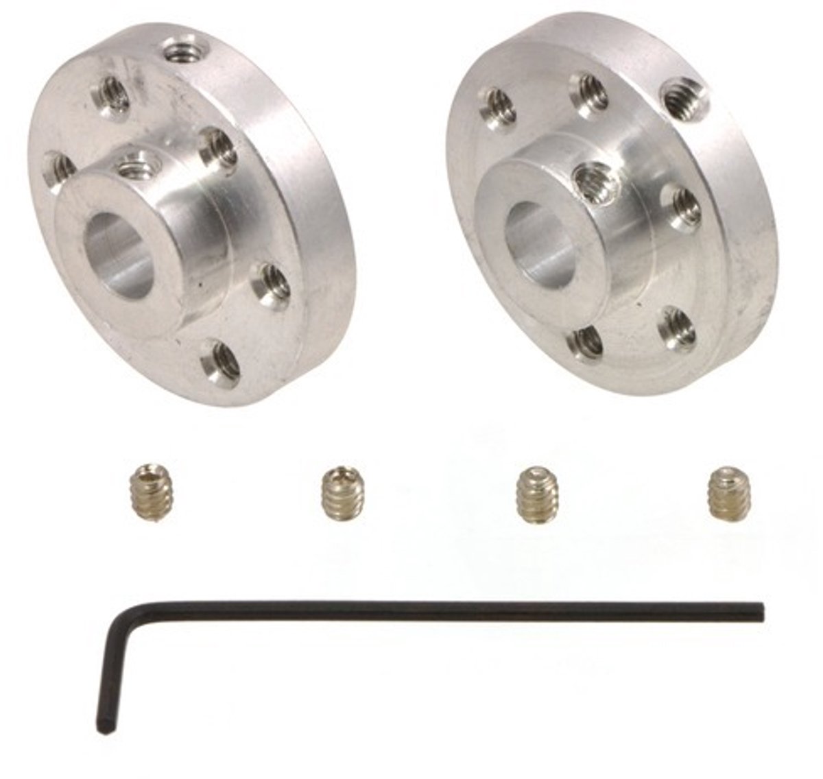 universele aluminium montagehub voor 1/4 inch (6,35 mm) as, 4-40 gaten (2-pack) Pololu 1993