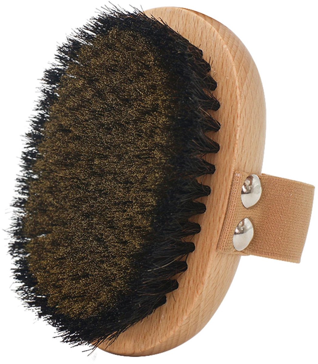Koperen Lichaamsborstel - Met ionengeladen koperen borstelharen en antislip houten handvat - Voor massage en peeling