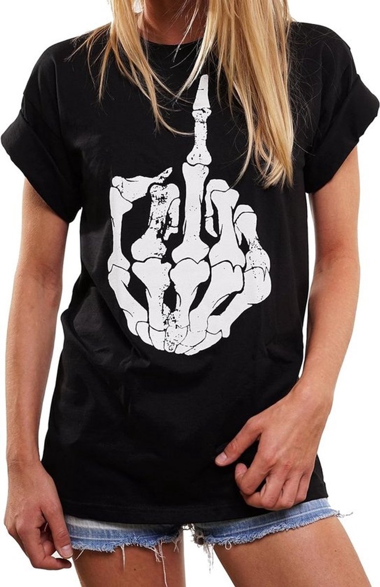 Oversize T-Shirt met Skull Print - Grote Maten Zwart