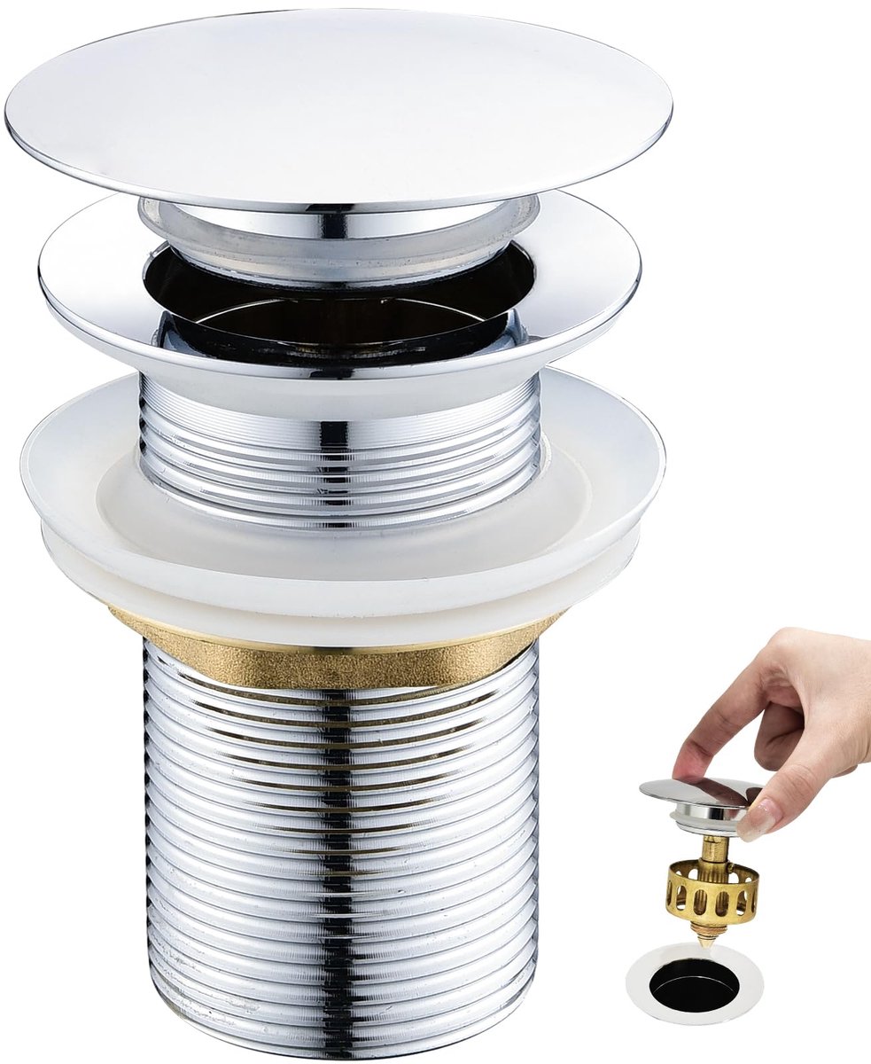 Afvoerplugset - Pop-up afvoerplug - Voor wastafel zonder overloop