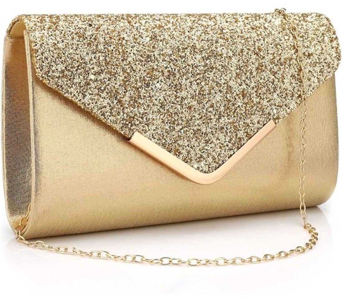 Elegante Pailletten Envelop Clutch Tas voor Dames - Avond Handtas met Afneembare Ketting