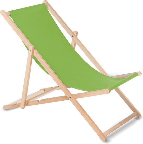 Houten strandstoel - ligstoel geheel van hoge kwaliteit zonder knoestig beukenhout