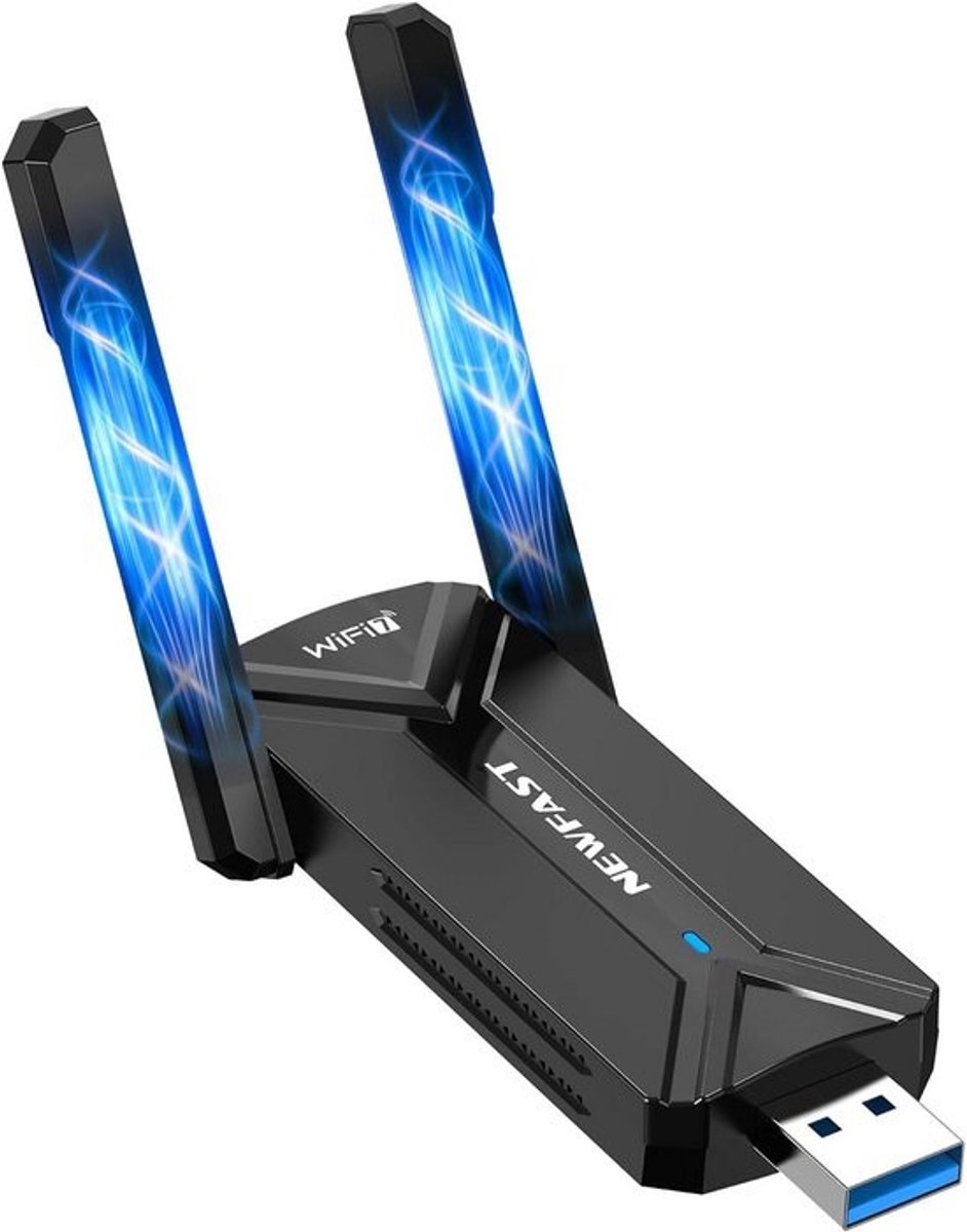Krachtige WiFi 7 USB Adapter voor PC met High Gain Antenne, Tri-band WLAN Stick voor Windows