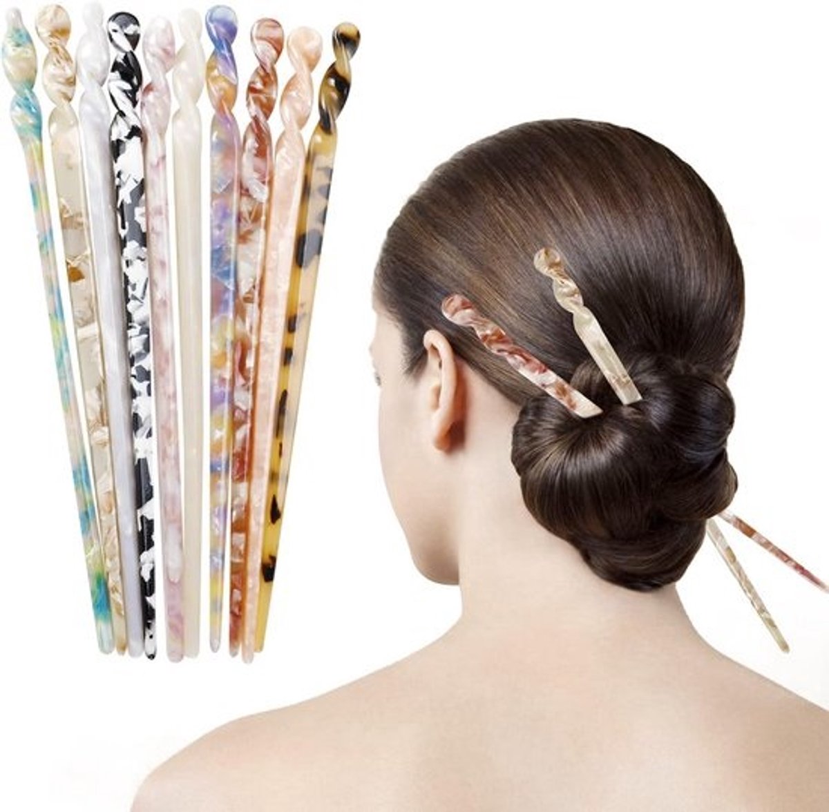 10 Stuks Vintage Haarvorken Schildpad Patroon - Franse Stijl Haarspelden voor Dames en Meisjes