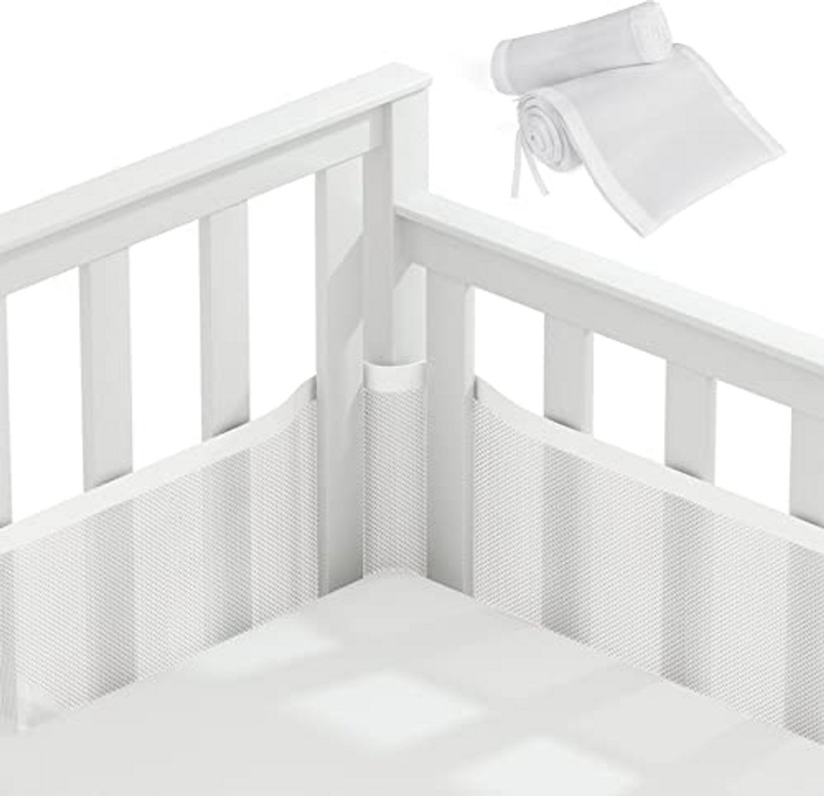 Baby Bedrand 2 Stuks, Ademend Bedomrand Voor Babybed, Zachte Wieg Bescherming, Kinderbed Bumper Voor Jongens Meisjes