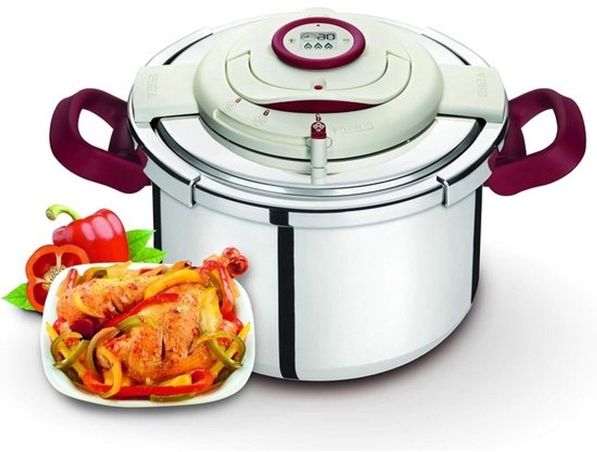 Snelkookpan Rood - Drukpan RVS - Snel Maaltijden Bereiden - Intelligente Timer - 6 Liter - Rood