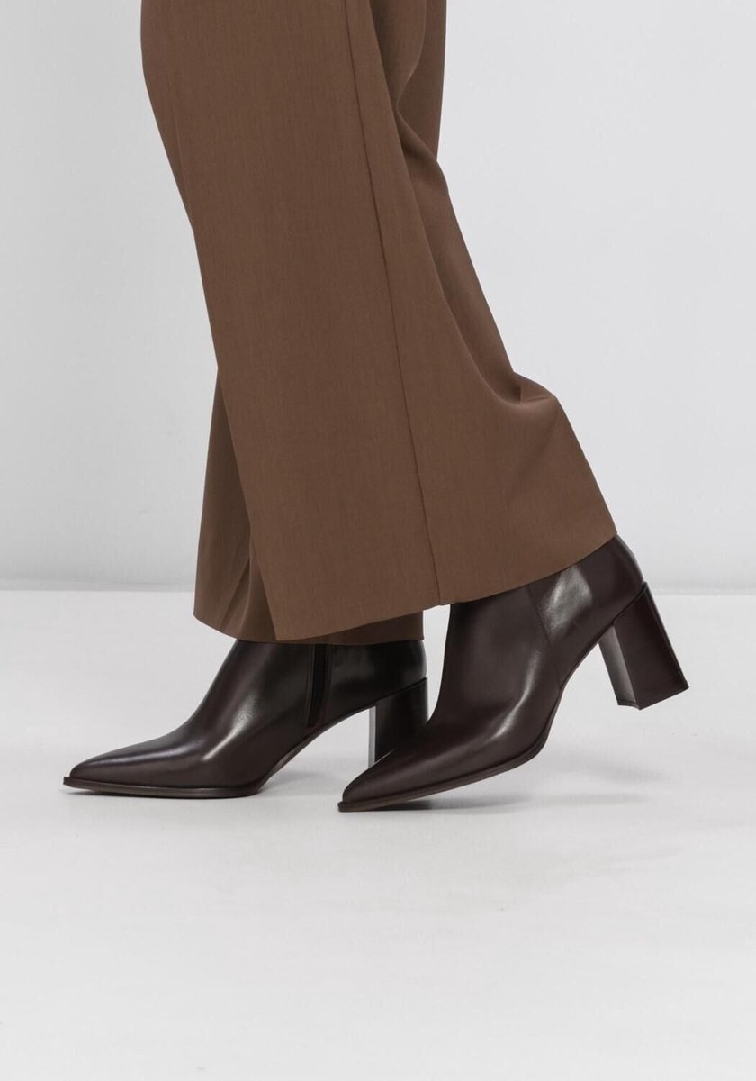 Notre-V 84836 Enkellaarsjes - Enkelboots met rits - Dames - Bruin - Maat 36