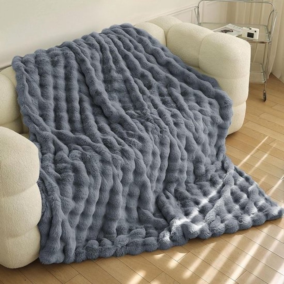 Knuffeldeken Pluche - Woondeken Sprei - Warm Blijven - Super Zachte Textuur - 160 x 200 cm - Grafietgrijs