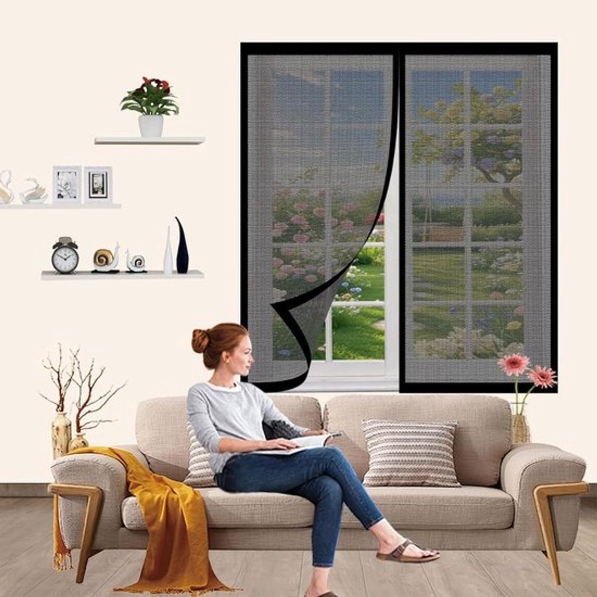 Magnetisch Vliegengaas Deur - Vliegenhor Deur Insectenhor - Frisse Lucht Binnen - Automatisch Sluitend - 100 x 204 cm - Zwart