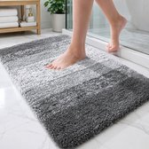 BOTC Badmat - Antislip - 80x50cm - Absorberende Badmat - Douchemat - Toiletmat - Grijs/Wit