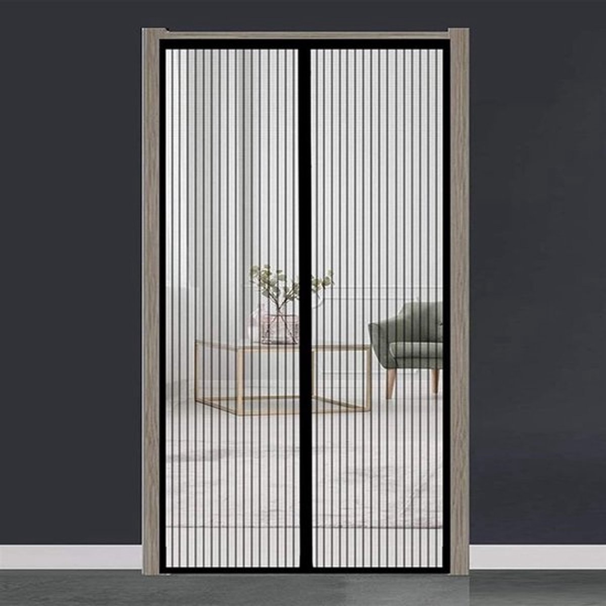 Magnetische Hordeur - Vliegengordijn Insectengordijn - Insecten Buiten Houden - Automatische Afdichting - 90x205cm - Zwart