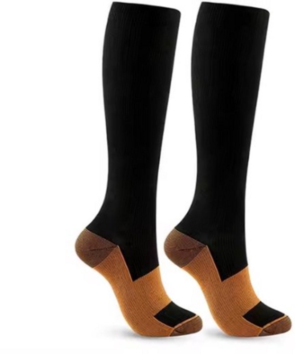 Scoby - Compressiekousen - Steunkousen - Ondersteunende Sokken - Compression Socks - Verbetert de bloedcirculatie - 1 Paar - L/XL - Zwart