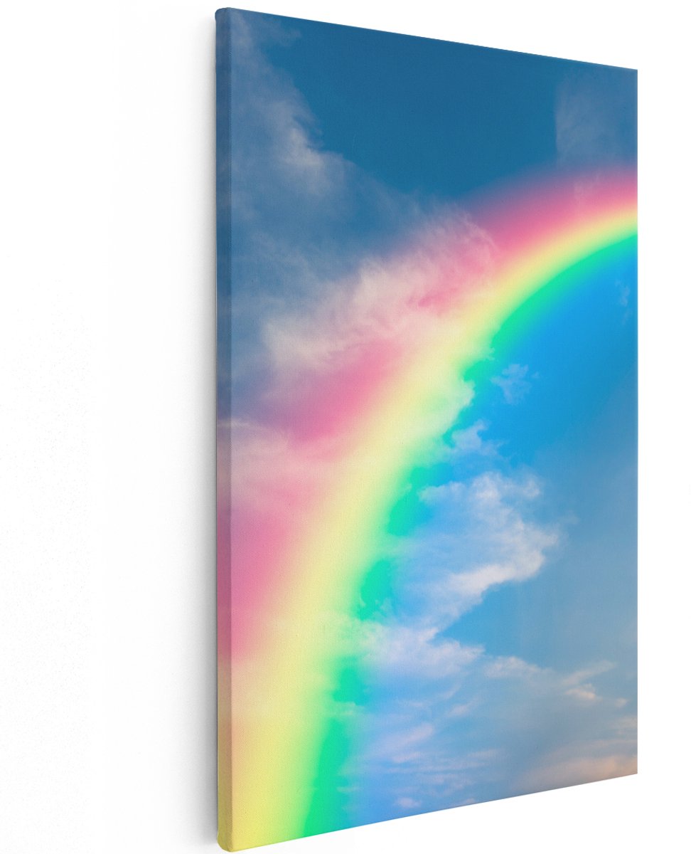 Artaza Canvas Schilderij Regenboog - 120x180 cm - Groot - Wanddecoratie Woonkamer - Schilderijen - Muurdecoratie
