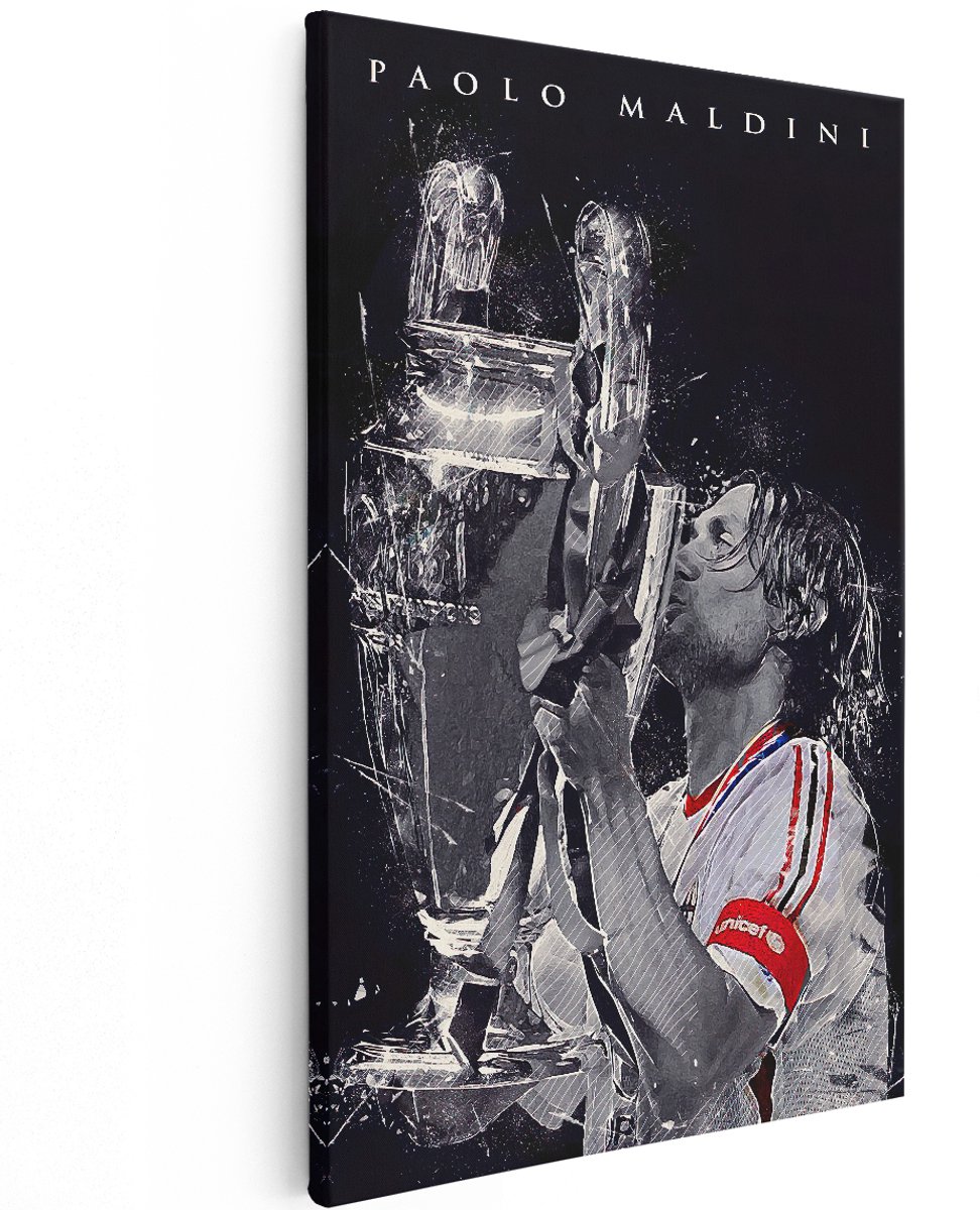 Artaza Canvas Schilderij Maldini bij AC Milan - 120x180 cm - Groot - Muurdecoratie - Canvas Print