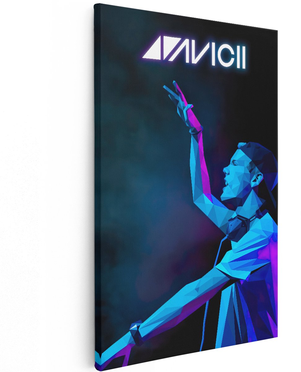 Artaza Canvas Schilderij Rapper Avicii in Geometrische Vormen - 120x180 cm - Groot - Muurdecoratie - Canvas Print