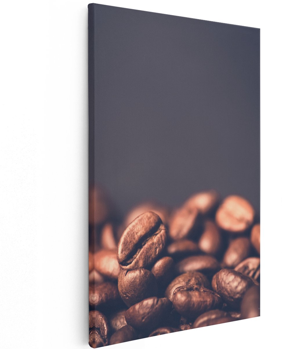Artaza Canvas Schilderij Koffie Bonen Op Een Zwart Achtergrond - 120x180 cm - Groot - Wanddecoratie Woonkamer - Schilderijen - Muurdecoratie