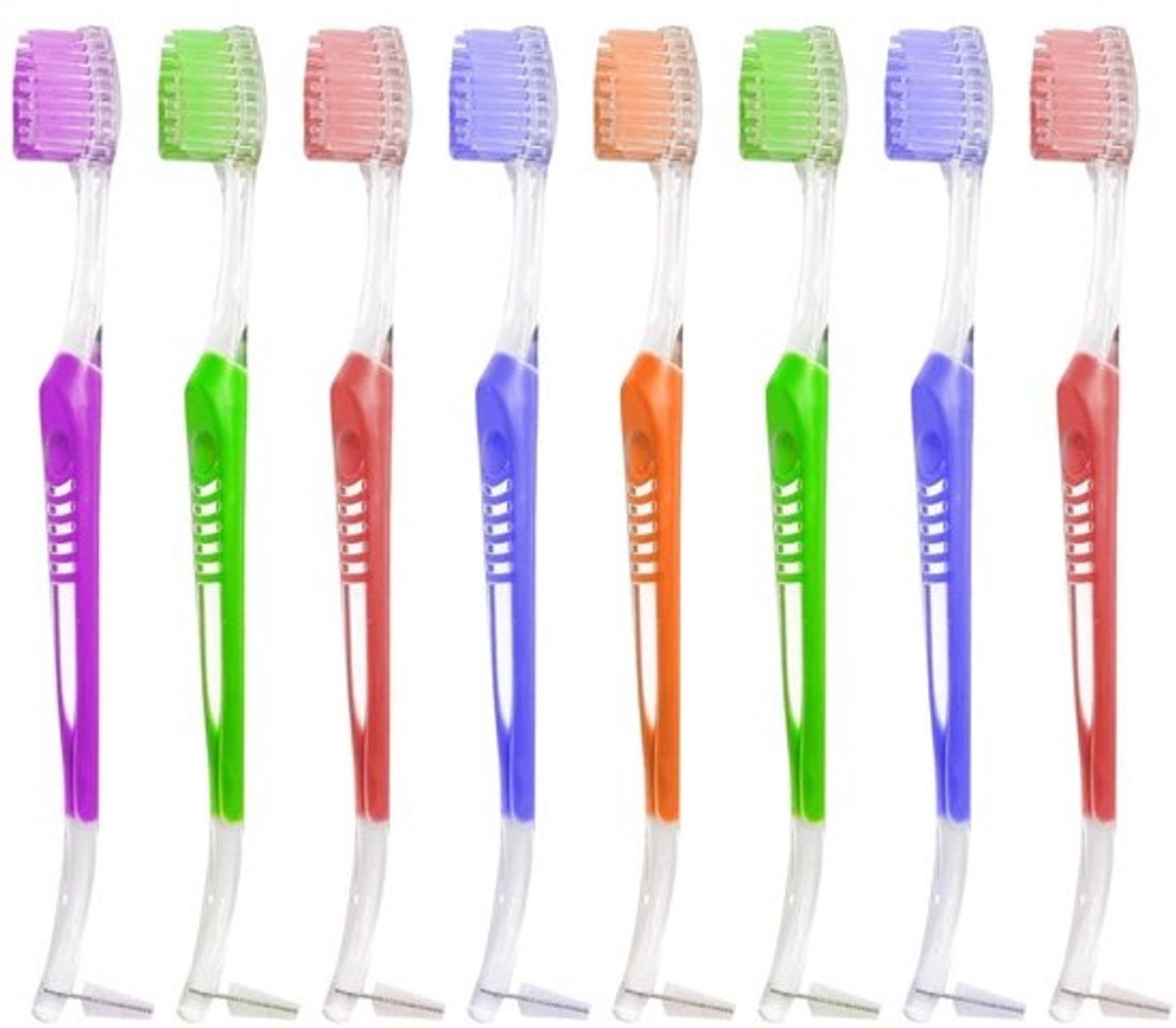 Dailygoods- Orthodontische Tandenborstel 8 Stuks - Dubbele V-Trim Borstel - Interproximale Kop - Zachte Borstel - Praktisch Ontwerp - 17 cm Lengte - Beugelborstel
