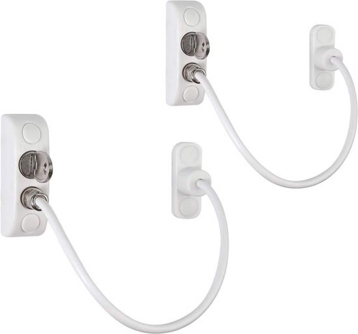 Raambeveiligingsslot - Kinderslot Kabel - Veiligheid Thuis - Verstelbare Kabel - 2 Stuks - Wit