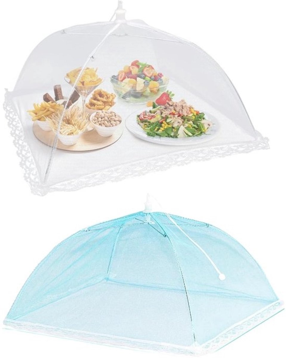 Dailygoods- Voedselafdekking opvouwbaar - Vliegenkap - Insectenbescherming - Netstofafdekking - 32 x 32 cm - Perfect voor barbecue